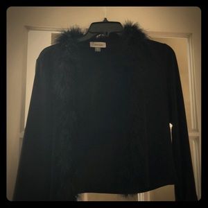 Black fringed shrug for over a dress
